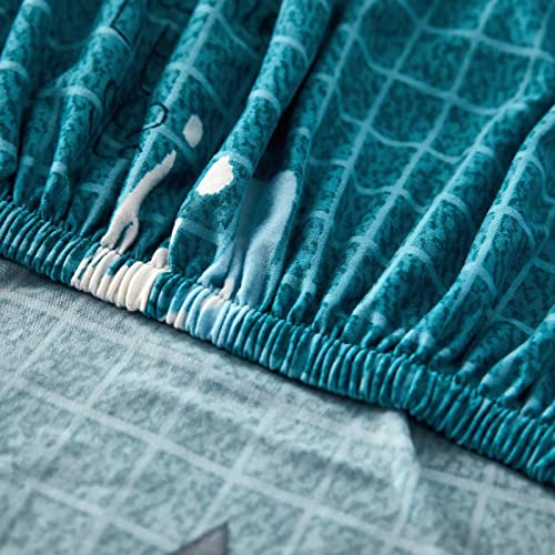 Funda de sofá azul de 2 o 3 plazas con poliéster resistente y tiras de espuma 7