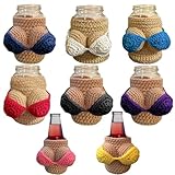 Fun Removable Bikini Cup Cover, Handmade Crochet Boobies Beer Cover, Crochet Boobies Beer Cover, Anti-Slip Cup Covers Water Bottle Boots, Reusable Cup Holder, Beer Wine Bottle Cover (Color : 8pcs)