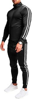 Mens Joggers Tracksuit Set Side Stripe Full Zip Casual Athletic Sportsuit Sportwear - Limsea - coolthings.us