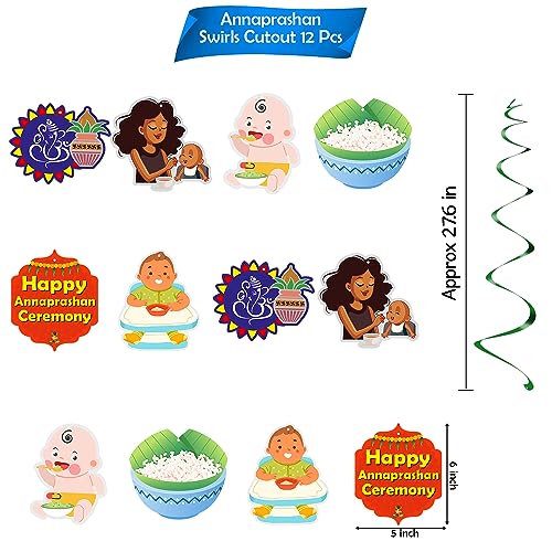 Image of Party Propz Shubh Annaprashan Decoration Items Swirls - 12Pc Annaprasana Decoration Items, Rice Ceremony Swirls and Cutouts, Rice Ceremony Decorations Items(Cardstock)