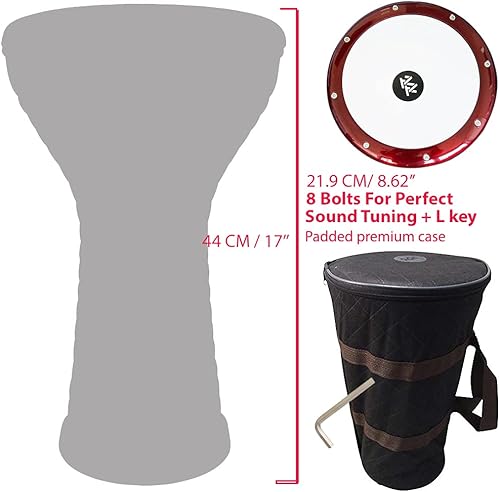 Miniatura 9 de The Wave Zaza Percussion Egyptian Style Darbuka Doumbek (textura de cuero negro artificial)