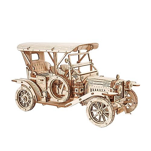 ROBOTIME MC801 Vintage Car 3D Puzzle, 3D Wooden Puzzle Retro Model Kit for Adults, Gift for Antique Car Lovers, Aesthetic Home Decor - Thumbnail 2