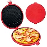 Wilafury Parrilla para microondas Sartén Antiadherente Parrilla para microondas Resistente al Calor Fácil de Limpiar Sandwichera para Desayuno para Pescado Salchicha Filete Pizza Pan