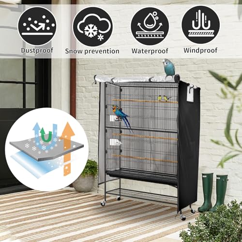 Image of Bird Cage Covers for Night,38 inchLx23 inchWx51 inchH,420D Fabric Washable Waterproof Large Dust Pet Birdcage Breathable Warm Protection Cover,Distraction and Light Eliminator for Winter,Cats,Mink,Totoro,Parakeet