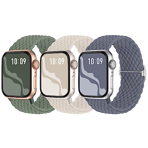 【3枚入り】Suitisbest コンパチブル アップルウォッチ バンド 編み込み 49mm 46mm 45mm 44mm 42mm Apple Watch ナイロンバンド 伸縮性 ゴム アップルウォッチ スポーツベルト Ultra 3 2 1 Series 11 10 9 8 7 6 5 4 3 2 1 SEに対応 長さ無段階調整 柔軟 通気 防汗の商品画像（Amazon）