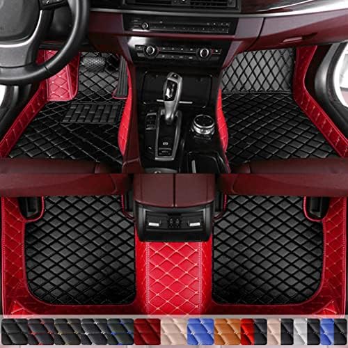 Car Floor Mats fit for Hyundai Elantra 2007-2016,All Weather Protection Leather Floor Liners Interior Carpet,Black/red