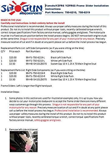 Miniatura 2 de Shogun Yamaha YZF-R6 R6 2003 2004 2005 YZF-R6S R6S 2006 2007 2008 2009 Kit de carreras de corte deslizante de marco negro - 750-6219 - Fabricado en