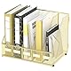 SUPEASY Schreibtisch Organizer Metall Schreibtisch Magazin Aktenhalter mit 5 vertikalen Fächern Rack Datei Organizer für Büro Desktop, Home Workspace, Gold Plus