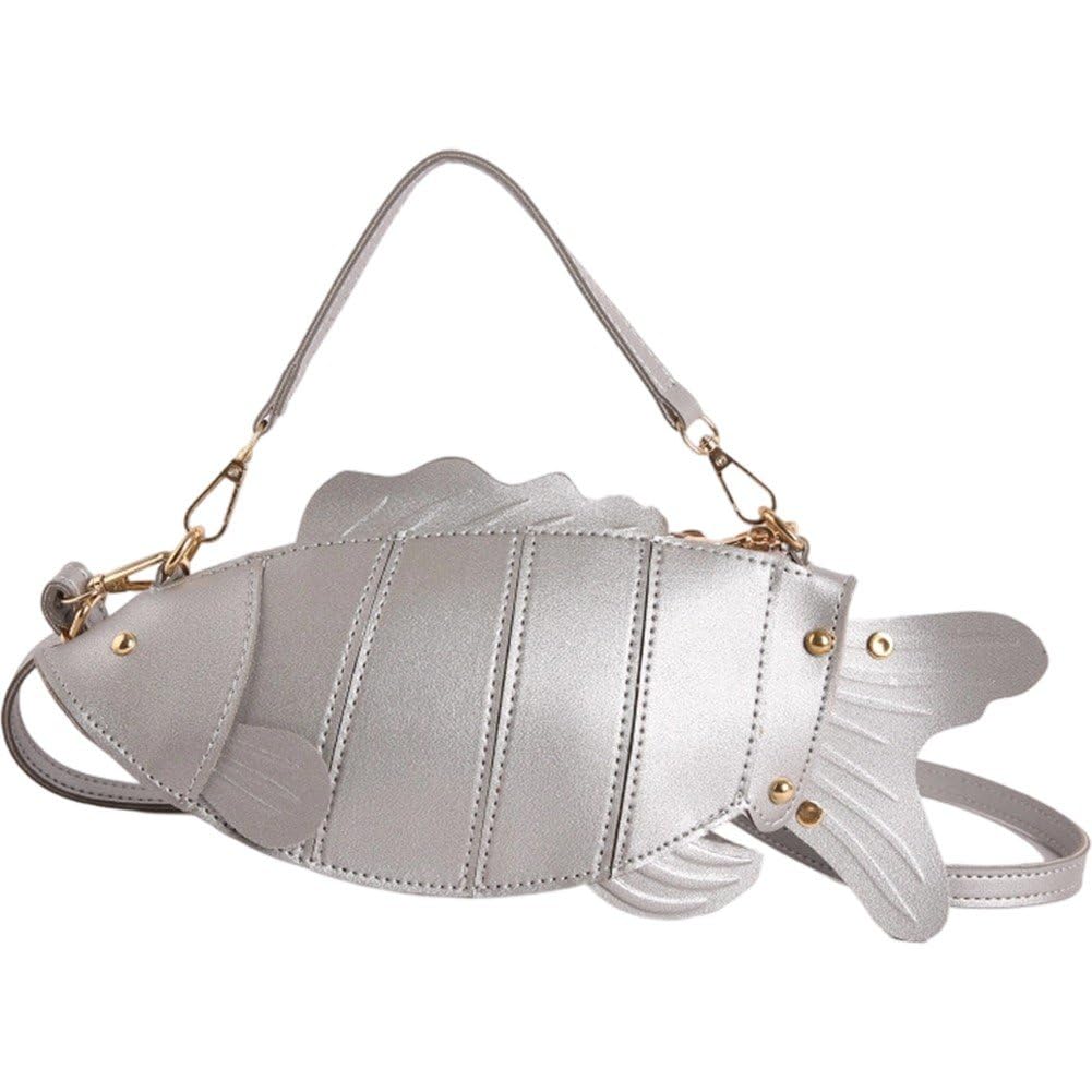 Sslvya 3d Fish Shaped Crossbody Bag for Women Pu Leather Shoulder Bag Novelty Handbag Purse for Travel Party & Daily Use