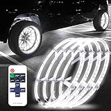 Beatto 17 inch Bright White Double Row Wheel Lights, Pure White and Rocker Switch Ctrl Wheel Ring Light for Car, Truck, Pickup, Vehical Offroad