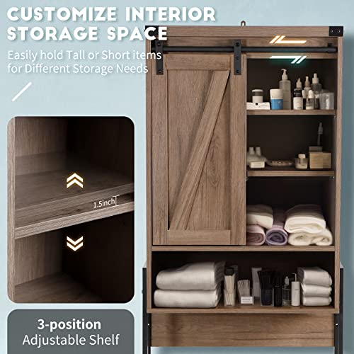 Homajor Over The Toilet Storage Cabinet,Over Toilet Bathroom Organizer,Above Toilet Storage Cabinet,Bathroom Storage Cabinet Over Toilet,With Adjustable Shelf,Sliding Door(Gray) #TOP2