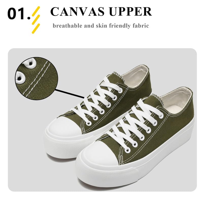 Platform Sneakers for Women Men Low Top Canvas Shoes for Women Classic Lace Up Canvas Platform Shoes Casual Tennis Walking Sneakers2