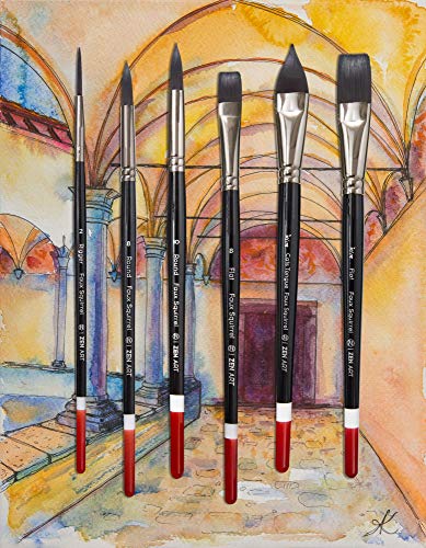 Pennelli Acquerello Professionali | Set Di 4 | Pelo Sintetico Martora