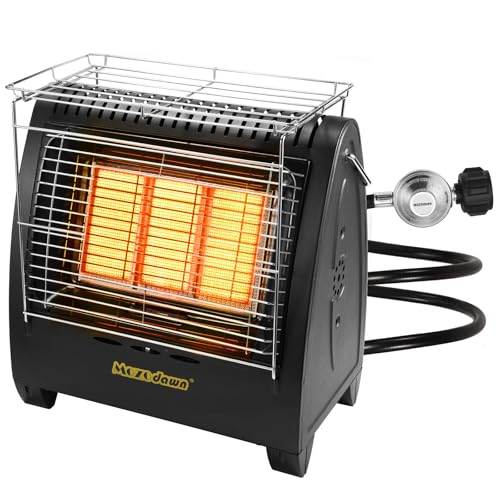 MOZODAWN Propane Heater Indoor Outdoor, 15000 BTU Portable Buddy Heater Stove with 3 Heating Modes, ODS And Tip-Over Safety Protection for Garage, Camping, Yards, Patio - B