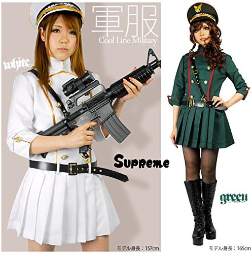 Amazon Co Jp 8mm クールライン 軍服風ミリタリーワンピース レディースサイズ Mサイズ グリーン 服 ファッション小物