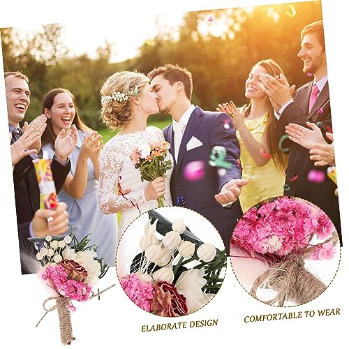 Boutonniere floral para novio de boda mini ramo seco miniatura 4
