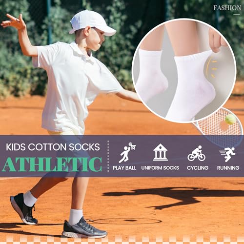 Image of Velice Unisex Little Kids Youth Boys Girls Socks Soft Cotton Dress School Uniform Seamless Black White Crew Sock 10 Pairs
