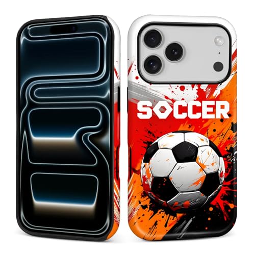 yicomon Compatible with iPhone 18 Pro 17 Pro Case, Football Red Pattern Print Matte Phone Case Durable Fashion Funny Liquid Silicone Case Soft Anti-Scratch Shockproof Protective Cover