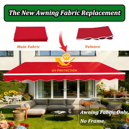 Auvent rétractable 6x3,5 m rouge en polyester imperméable pour grand patio - 3