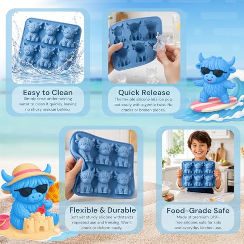 Molde de Silicona para Cubos de Hielo en Forma de Vaca 3D miniatura 5