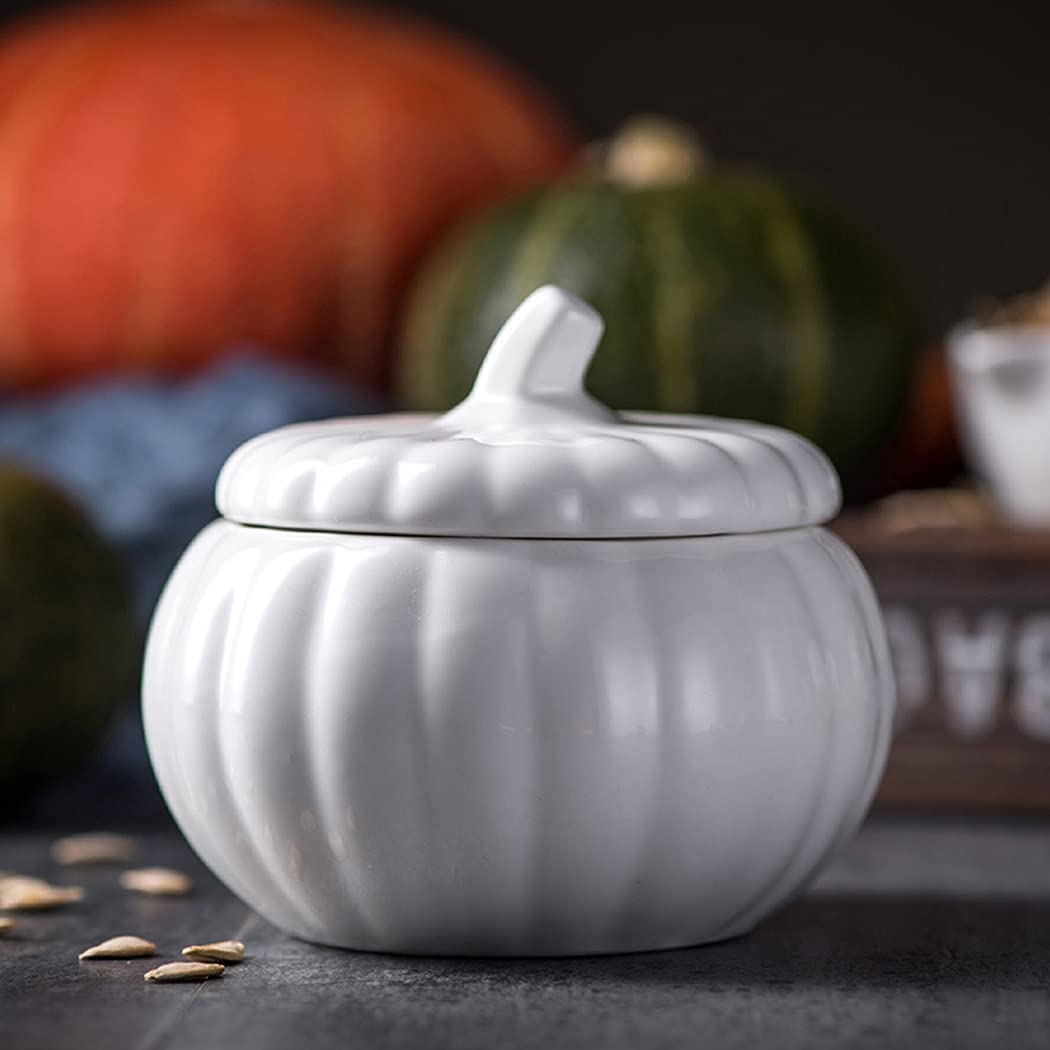 Bol Soupe Citrouille Céramique Avec Couvercle - Forme Originale Halloween - Pour Four, Micro-ondes, Décoration - 8