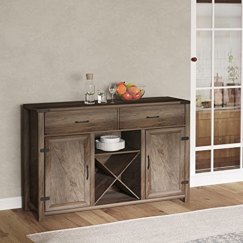 Wooden Farmhouse Sideboard, Coffee Bar Storage Buffet