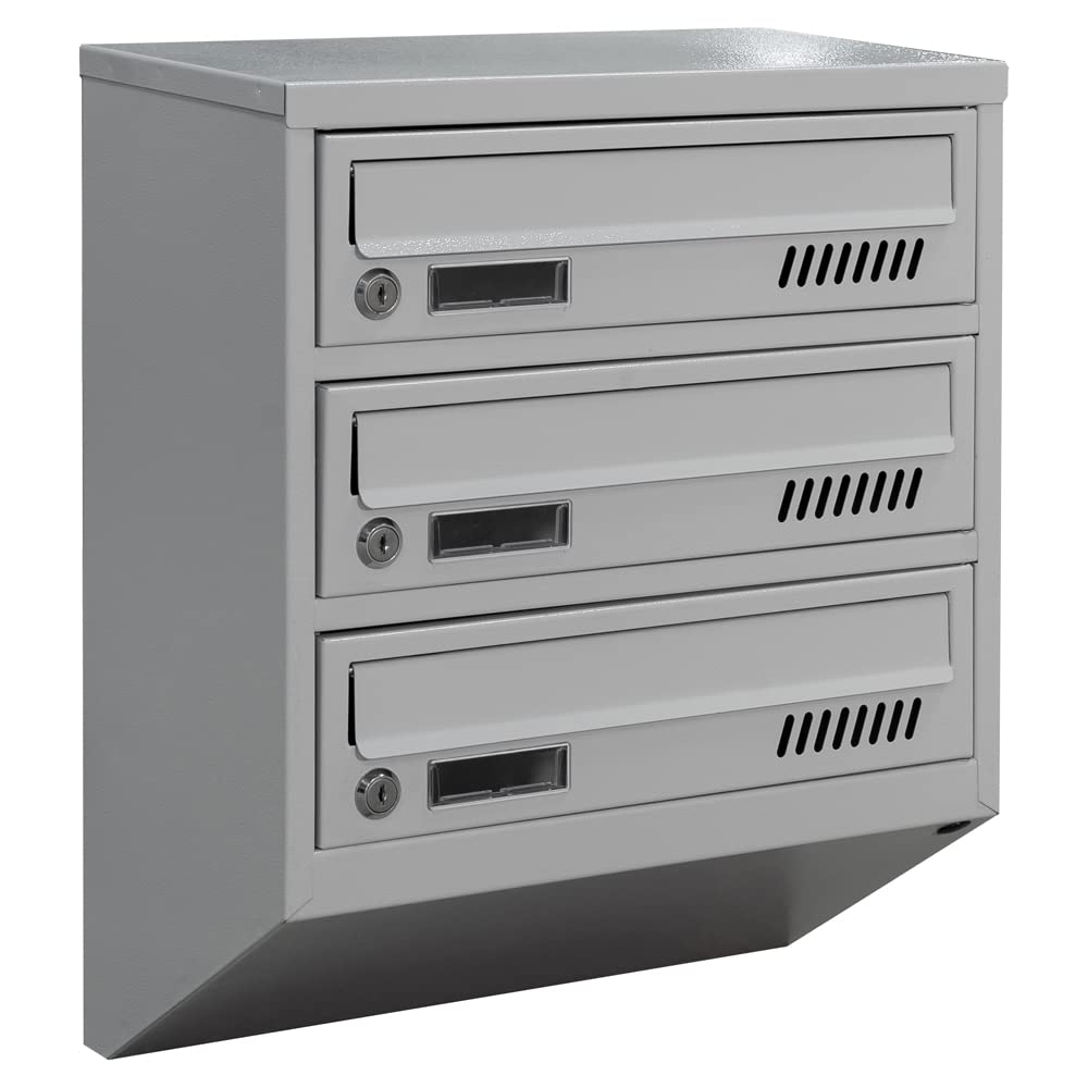 Generic Cassetta Postale Condominiale 3 posti Grigio Interna 20 cm prof