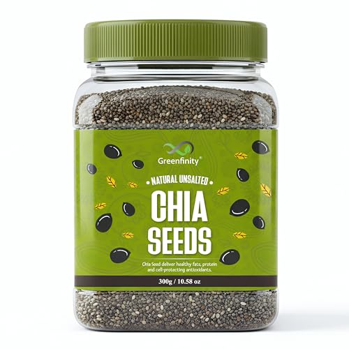GreenFinity: Premium Chia Seeds 300g - Raw Chia Seeds With Omega 3 & Fibre for Weight Loss management [Jar Pack of 1].