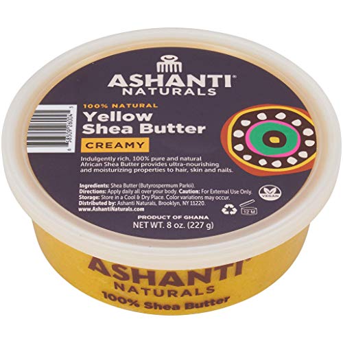 Ashanti Naturals Shea Butter Raw, Creamy Unrefined Shea Butter for Natural Hair Products for Black Women - African Shea Butter for Hair Moisturizer for Dry Skin, Body Skin Care Products (8oz, Yellow)