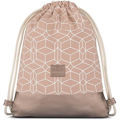 JOHNNY URBAN Drawstring Bag Men & Women Rose - Noah - Pattern Gymsack Backpack with Pocket - Cotton & Vegan Leather Cover