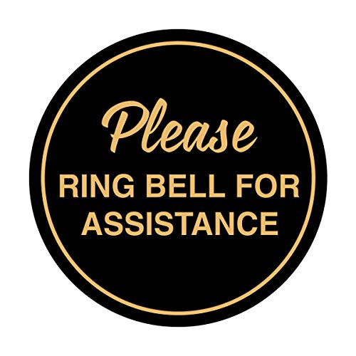 Signs ByLITA Panneau sonner pour assistance circulaire noir/or