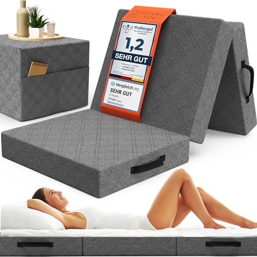 DYNMC you Plegable 75x195x14 cm - Cama Plegable para Invitados, Dureza Media H3 - Test Muy Bueno - para Suelo Infantil, Individual (Gris Oscuro, Individual)