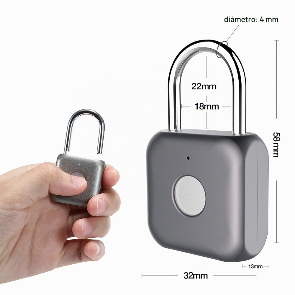 eLinkSmart - Candado de huella dactilar, candado de combinación sin llave, para gimnasio, taquilla, mochila, maleta, equipaje, candado de metal pequeño, P8, color gris