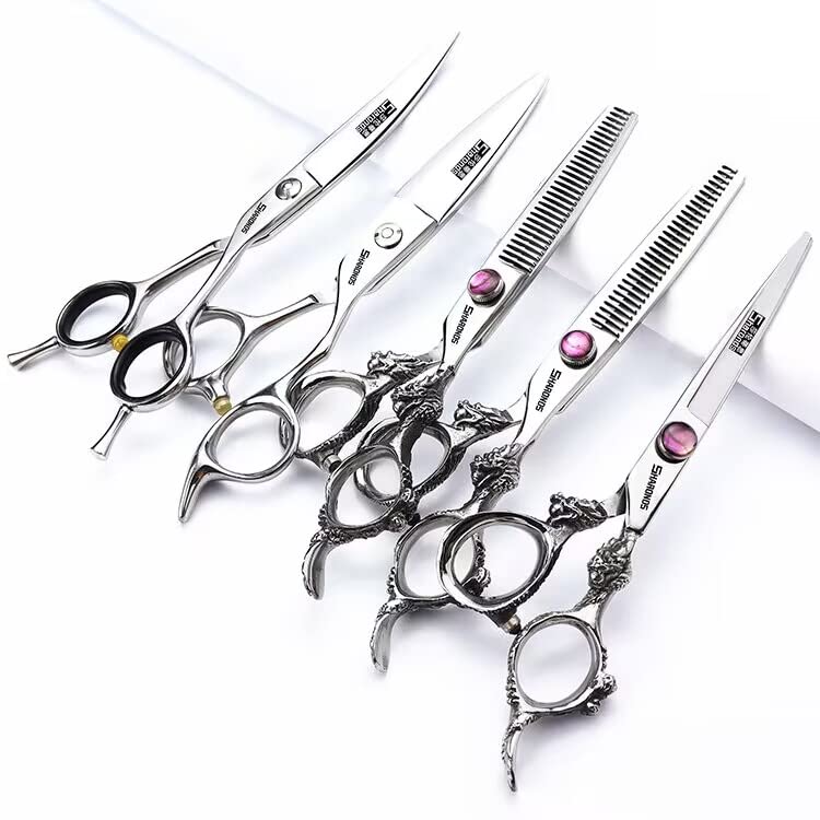 Juego de peluquería profesional de 6/7 pulgadas con cuchillas afiladas para un fácil adelgazamiento y corte, adecuado para peluquerías, peluquerías y familias (6 pulgadas, 5 piezas)