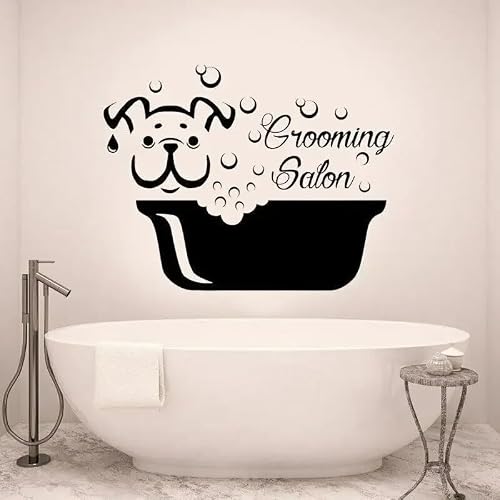 Dog Grooming Salon Wall Sticker Vinyl Home Decor Interior Design Puppy Pet Shop Window Decals Removable Waterproof Murals 73x57cm