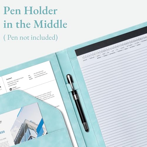 image for Mymazn Padfolio Portfolio Binder, Faux Leather Interview Resume Folder