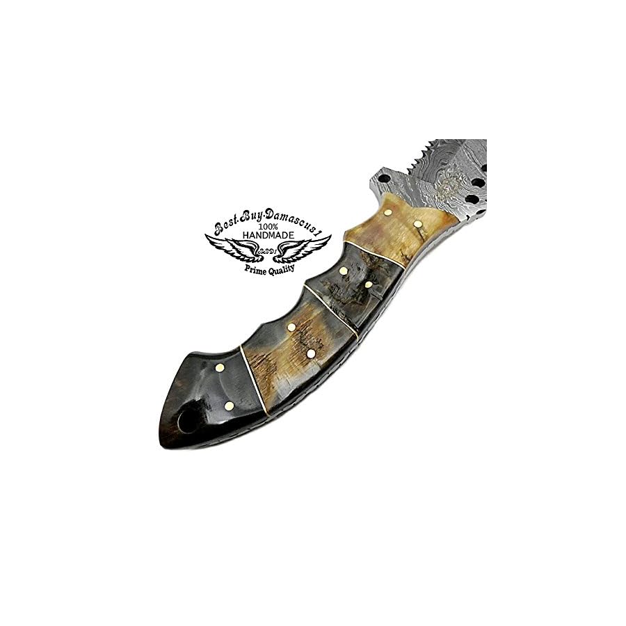 Handmade-Damascus-Steel-Tracker-Knife-95-Inch-Knifes-real-Ram-horn-Handel-Knives-Bushcraft-EDC-Survival-Knife-for-Men-Tactical-Tracker-Knife-Fixed-Blade-Knife-Premium-Quality-Knife-Mens-Gift Handmade Damascus Steel Tracker Knife - 9.5" Inch Knifes real Ram horn Handel Knives - Bushcraft- EDC Survival Knife for Men-Tactical Tracker Knife- Fixed Blade Knife- Premium Quality Knife- Mens Gift