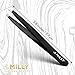 By MILLY Professional Slanted Tweezers for Women and Men | High Carbon Stainless Steel Sharp Tweezer | Tweezers for Women Facial Hair Plucking, Hand-Filed & Aligned Precision Slant Tips - Black