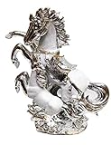 Italian Style Gold/Silver Horse Fole Romany Gypsy China Ornament Ceramic Center (Silver)