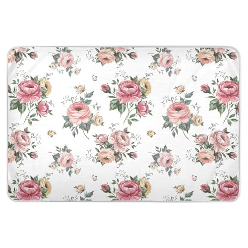 Hermosa almohadilla de entrenamiento para ir al baño extragrande con diseño floral, resistente al agua, almohadillas planas transpirables para niños, adultos, mascotas, 52 pulgadas de largo x 34