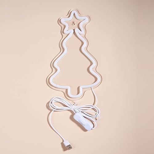 Miniatura 3 de Letrero LED de neón para árbol de Navidad, lindo letrero de neón, luz nocturna, arte de pared 3D y sala de juegos, dormitorio, sala de estar,
