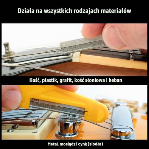 MusicNomad Kompletny zestaw pilników do orzechów powlekanych diamentami, 16 szt. z etui do przechowywania + szczotka do czyszczenia