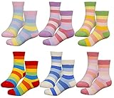 Hzcojulo Kids Toddler Big Little Girls Fashion Cotton Crew Cute Fun Socks -6 Pairs Gift Set,Multicolor-NoV,Shoe Size 3-6 Big Kid(11-14 Years/XL)