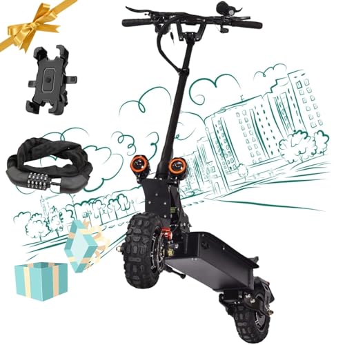 Tumotcy Adult Electric Scooter 5600W Dual Drive Motor, Max Speed 50mph, Max Range 56 Miles, C-Type Suspension and 11" Thick tubeless Off-Road Tires, high-Speed Sports Scooter Bearing Capacity 440 LBS