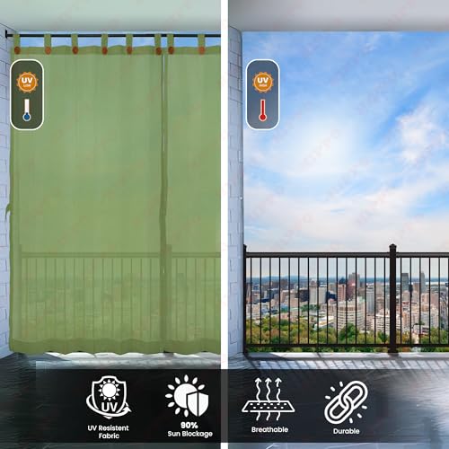 Image of HIPPO 180 GSM HDPE Outdoor Loop Curtain for Balcony & Patio Sun Blocking, UV Protection & Light-Filtering Curtains(Bamboo-Breeze- 4.5FTX7.5FT) Pack of 2