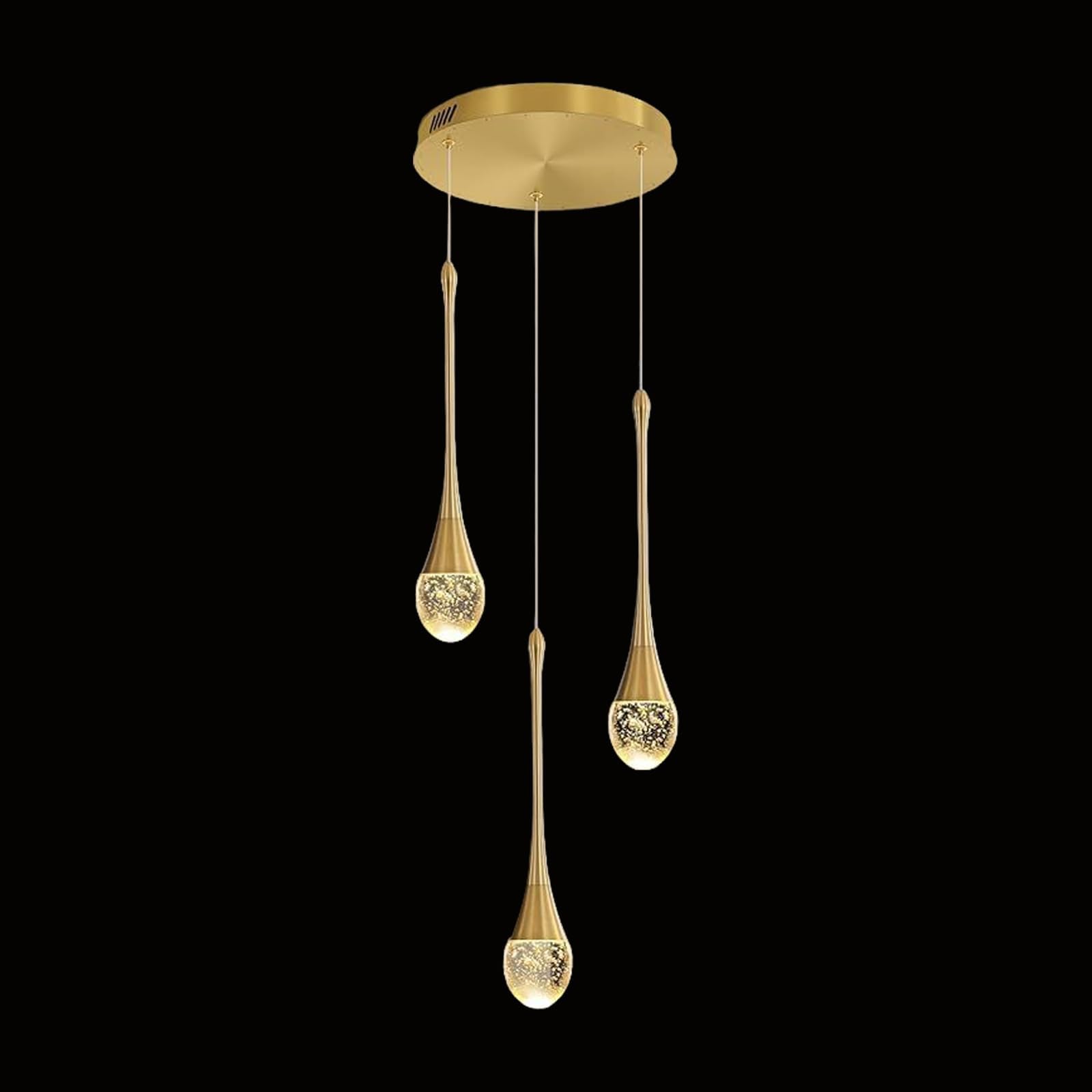 Zenithbeam Gold 59''/150Cm Foyer Entrance Crystal Chandeliers Big Living Room 3Lights Ceiling Light Staircase Pendant Lights High Ceiling Hanging Crystal Column Chandelier Attic Dimmable Fixtures