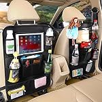 2 Pack Car Seat Protector with 10" Tablet Holder | Back Seat Organizer for Kids with 11 Storage Pockets | Car Seat Saver from Kids Dirty Shoes & Scratches