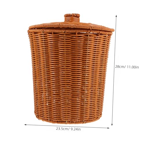 Caneca de Basura Redonda de Rattan con Tapa miniatura 2