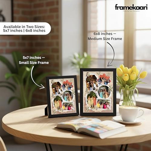 Image of Framekaari Friends Customized Photo Frame | Personalized Birthday Gift | Vintage Scrapbook Design | Custom Photo Collage | Tabletop & Wall Mount | Room & Home Decor | 16x21 cm (Design-15)