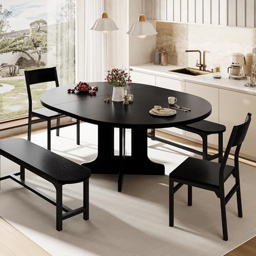 iPormis 5-Piece Round Dining Table Set for 4-6, 59